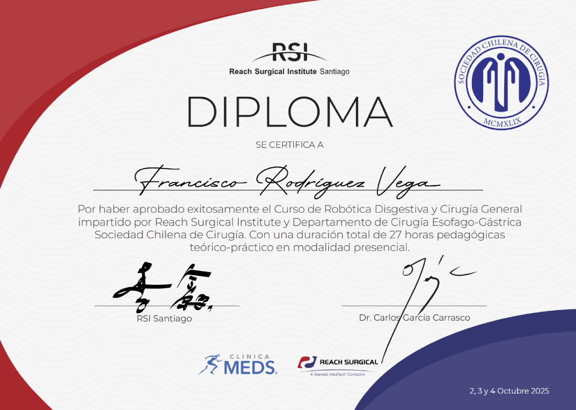 Diploma RSI, Curso de robótica digestiva y cirugía general